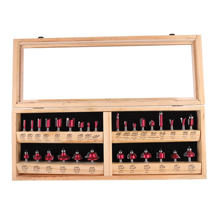 30pcs plastic packing tungsten carbide compression tipped blades Router Bits wood Set For woodworking