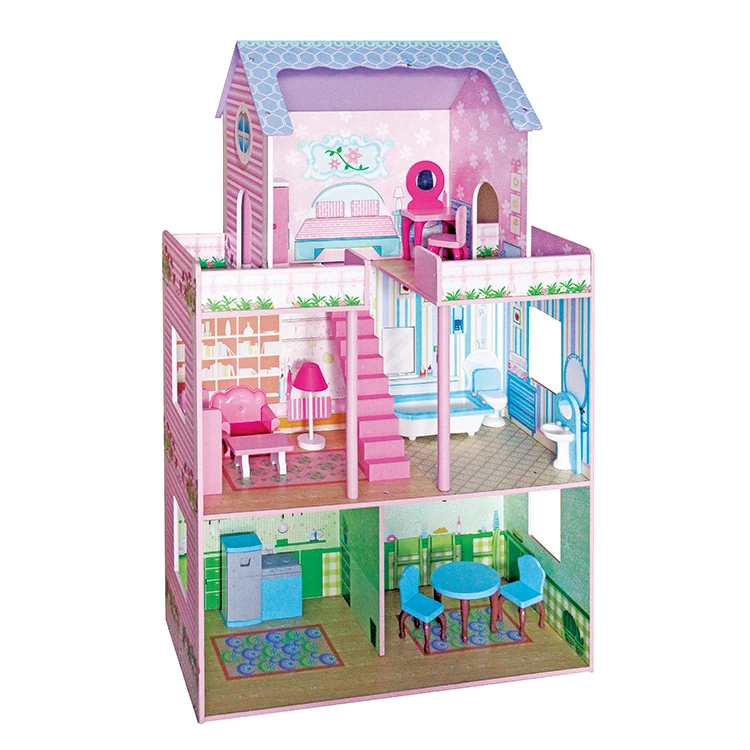 New wholesale Wooden inflatable Doll House lights kids play hut toy