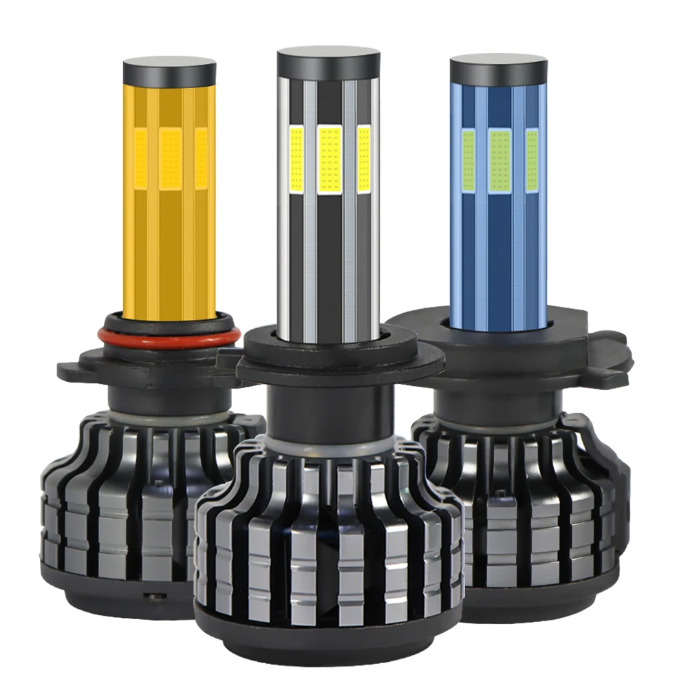 Super Bright 3 Color Led Headlight Bulb 360 Degree Light Perfect Beam 6 Sides 90W 10000LM Led H1 H3 H4 H7 headlight H11