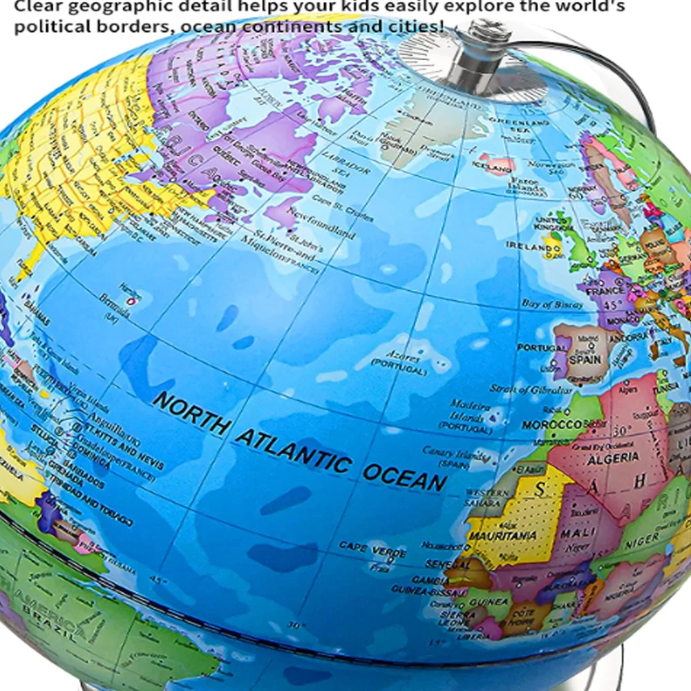 Classic Desktop Rotating Globes world map globe on woorden stand bar solar rotating powered by light world globe