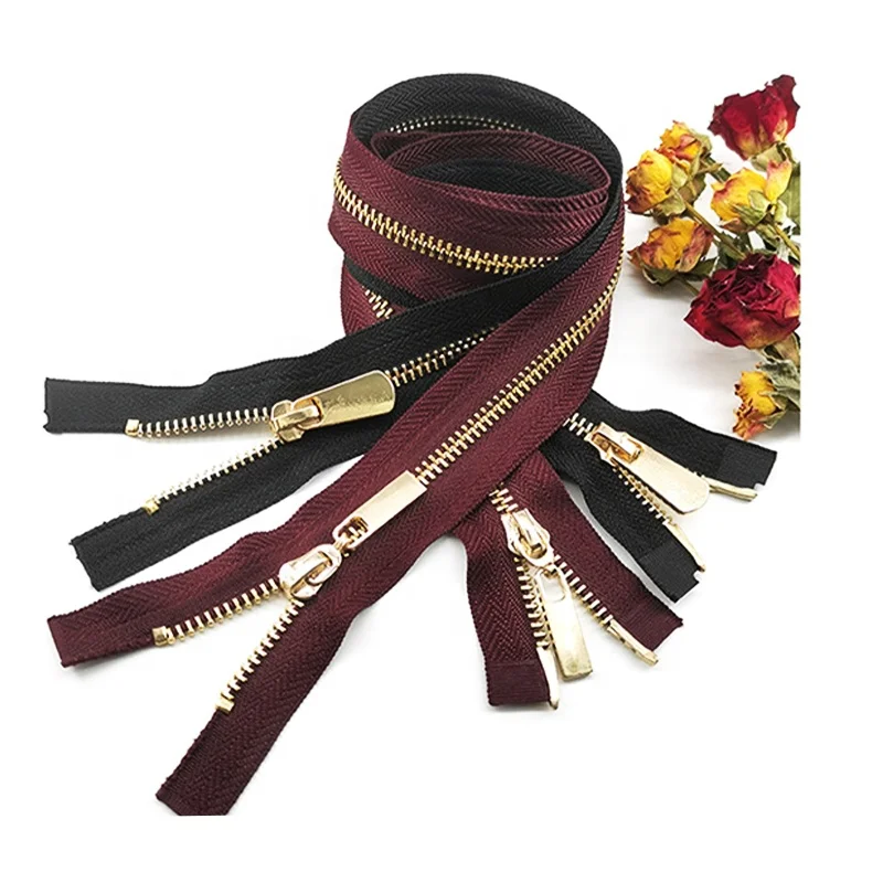 Open end closed end two way type Corn Y European style teeth metal Roll Zipper With Auto Lock Slider For handBags Suitcase