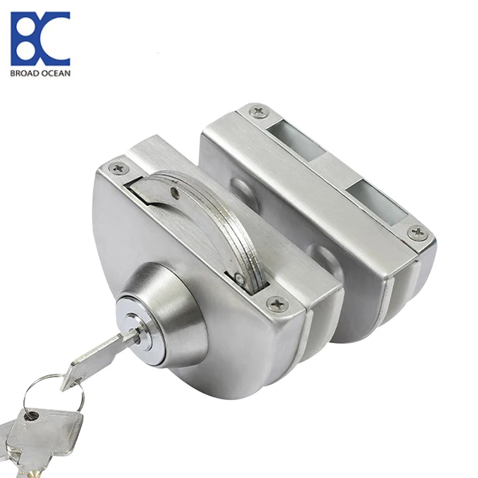 Коммерческий Бескаркасный стеклянный раздвижной замок для главной стеклянной двери из нержавеющей стали с