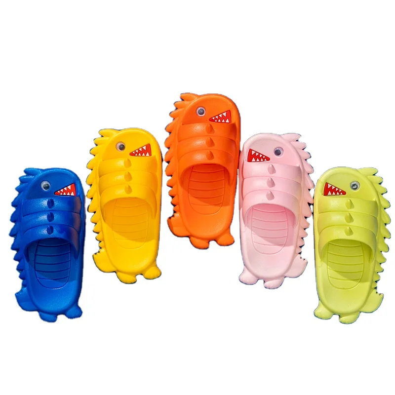 
2021 new bright color summer cartoon shark slippers boys and girls indoor and outdoor slippers beach casual shoes 