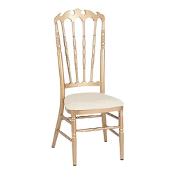 Оптовая продажа, шикарный Металлический Стул Chiavari с высокой спинкой из золотистого алюминия, свадебный стул Наполеона