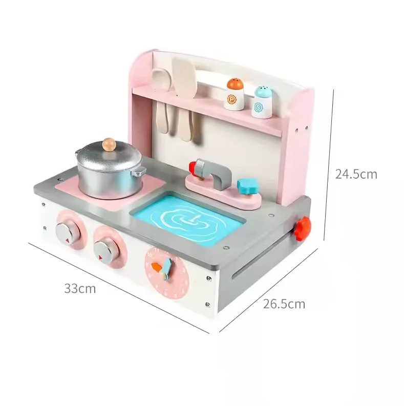 Hot Sell Wooden folding kitchen stove children baby parent-child play house learn to cook interactive educational toys For kids