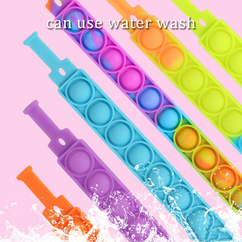 stress set silicone sj rainbow sensory fun kid band pulseira watch wristband pulsera push bubble pop fidget toy bracelet