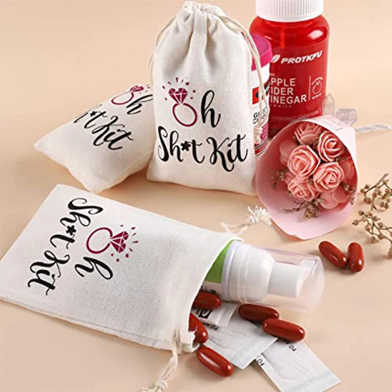 Hangover Kit Party Favors burlap Drawstring Bridal Shower Pouches Wedding Party Decoration Bags