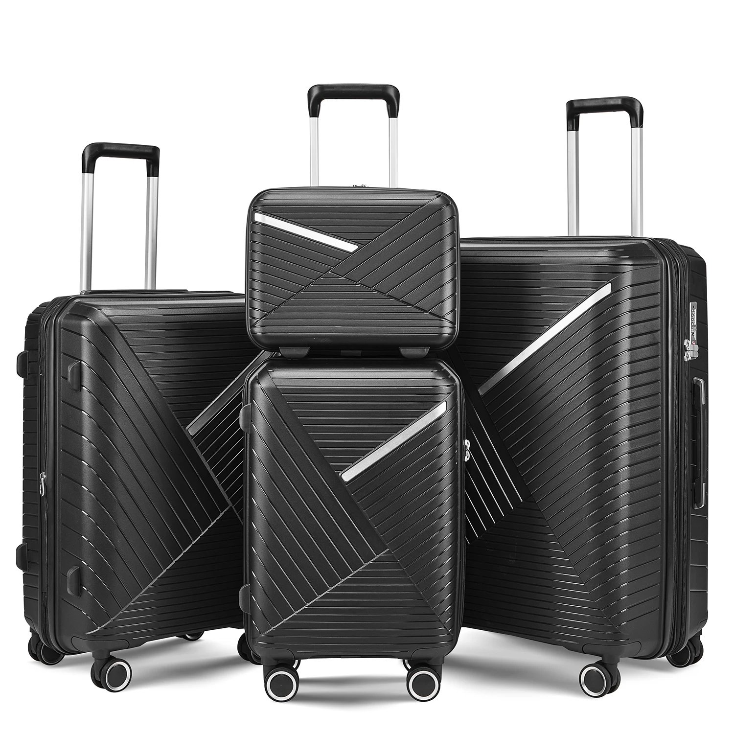 travel ABS Hard Shell Suit Case Multifunctional Luggage Sets 3 Piece 4 Wheels, Travel Style Suitcase 3 Piece Hard Luggage Set