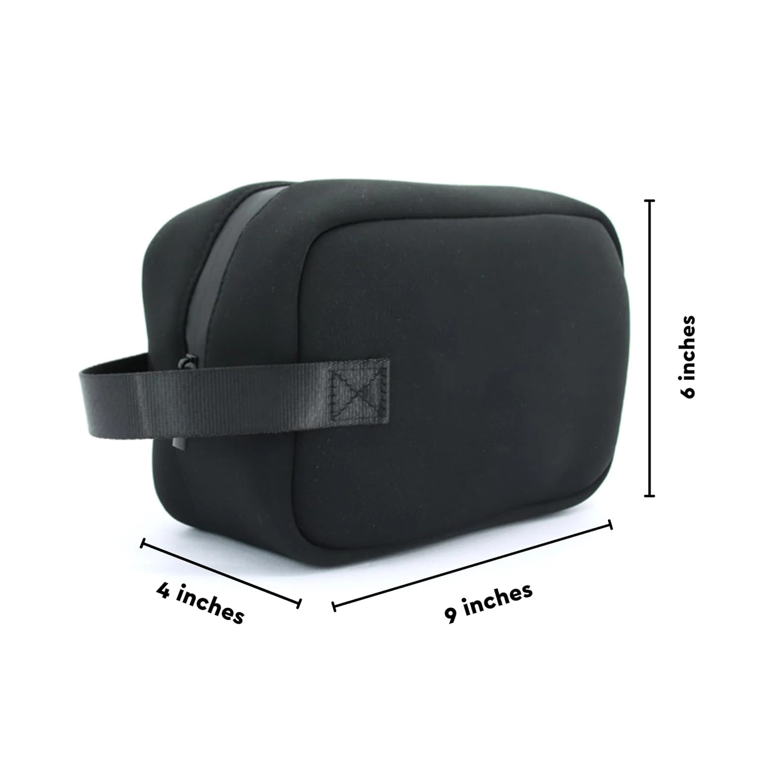 Wholesale Multifunctional Custom Print Black Soft Zipper Neoprene Zipper Cosmetic Bag With Handle