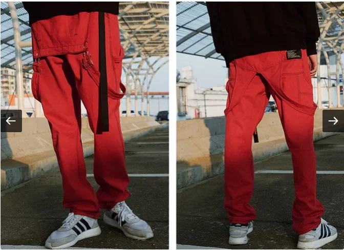 Оптом оптом джинсы Синий Черный Красный подтяжки с высокой талией повседневные брюки джинсовые комбинезоны для мужчин