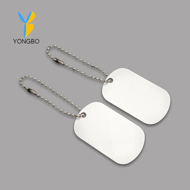Custom Sublimation Blank Metal Dog Tag Printing Tag Necklace Aluminum Blank White Tag