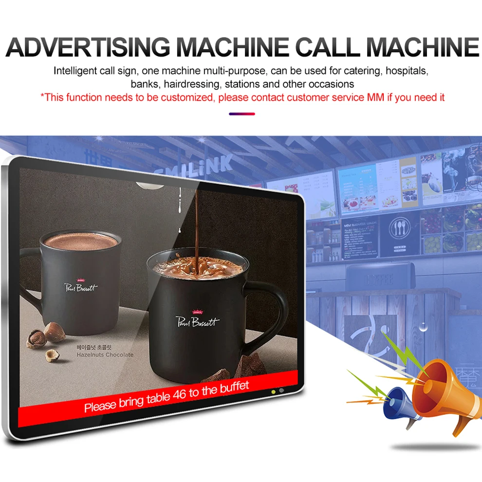55 inch Wall Mounting Embedded LCD Touch Screen Digital Signage with Server Software for Shopping Mall Advertising