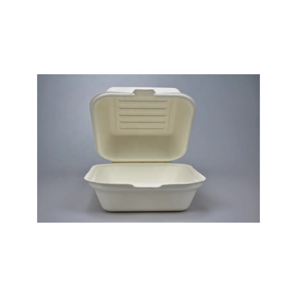 
Wholesale Price Sugarcane Plant Fiber Biodegradable Burger Box with Non Slip Texture 