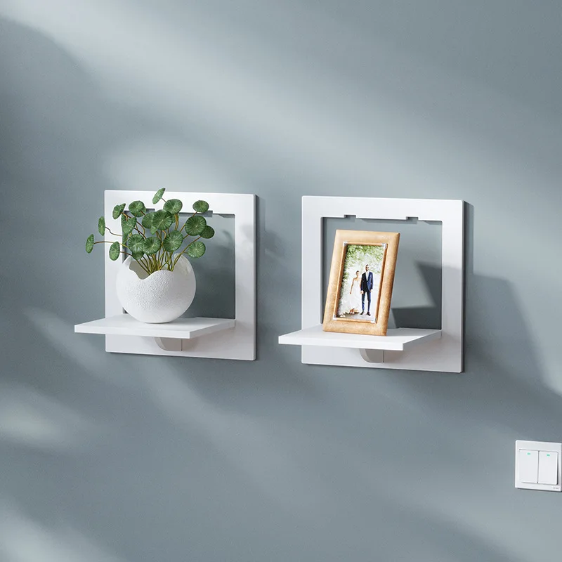 Mountable PVC White Wall Shelves Home Decor Wall Mounted Shelf Simple Style