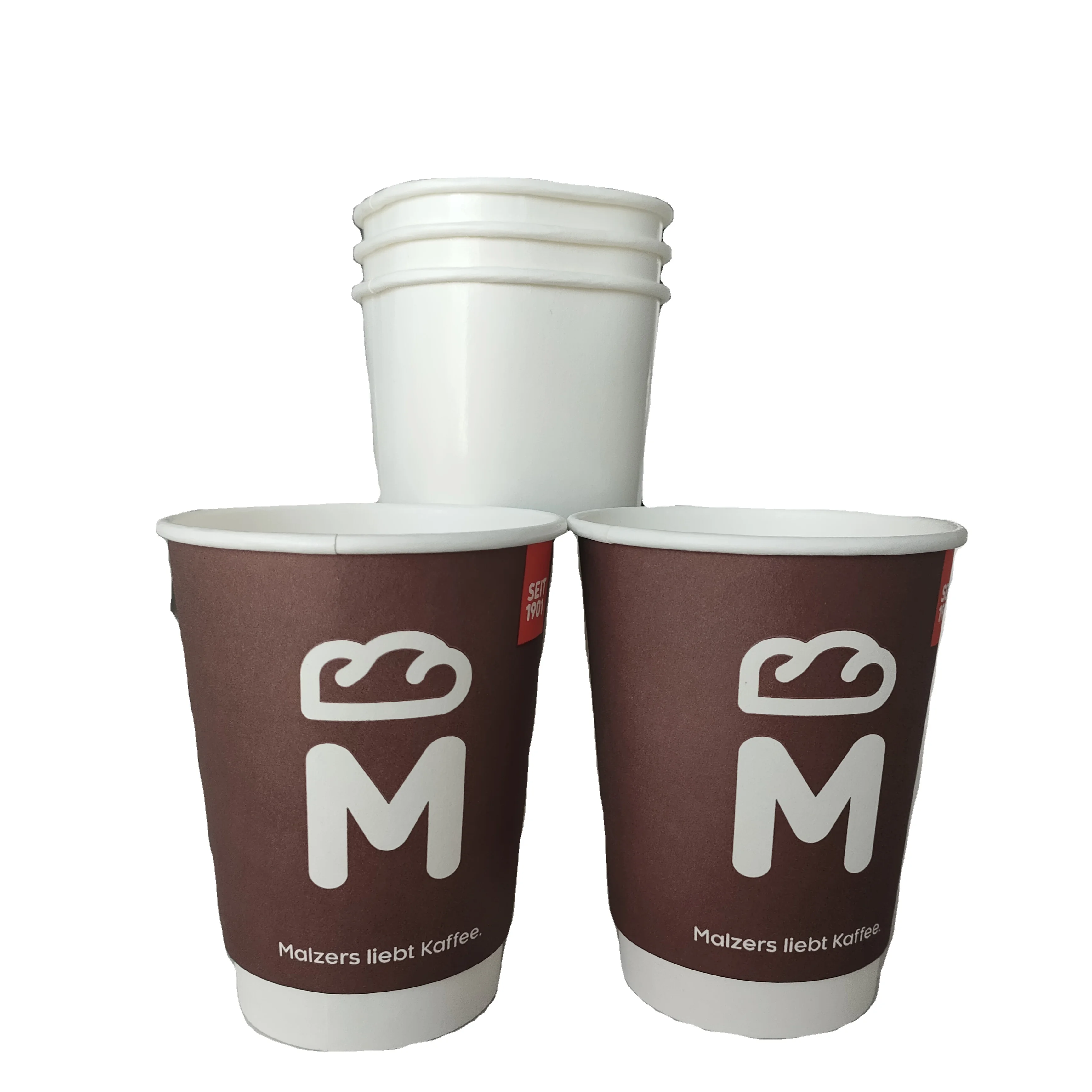 Customized print Double Wall 12 oz Paper Yogurt Drinks Beverages Take away Coffee Cup White Cardboard