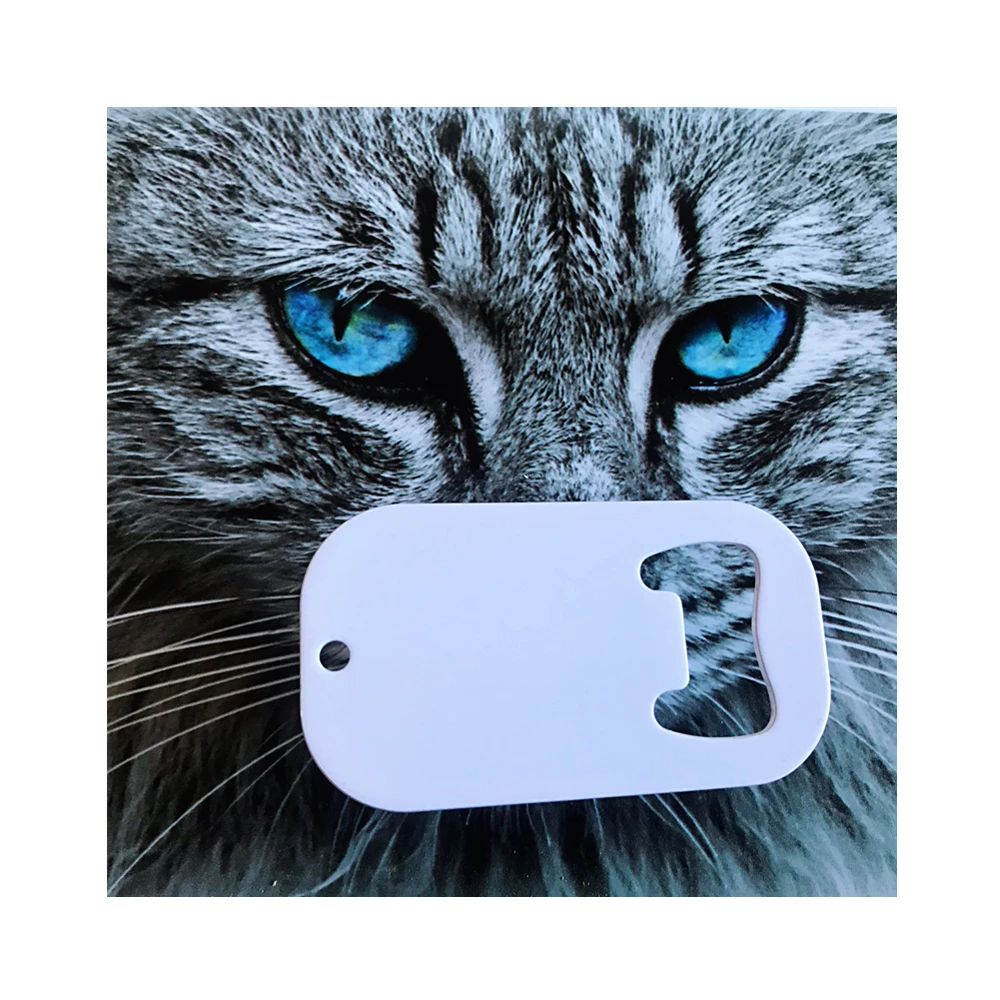 Персонализированные нержавеющая сталь пива открывалка для бутылок Dog Tag брелок Глянцевая Белая пустая сублимационная печать