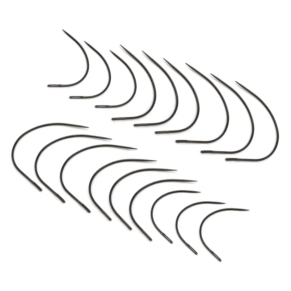 Hot Selling Weaving Needles C Shape Curved Hand Sewing Weaving Curl Needles for Human Hair Extension Sew in Extensions