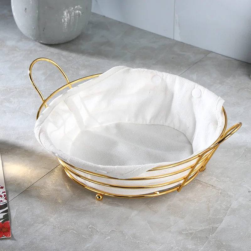 Wholesale Metal Bread Storage Basket With Liner Iron Wire Fruit Basket Metal Bread Baskets