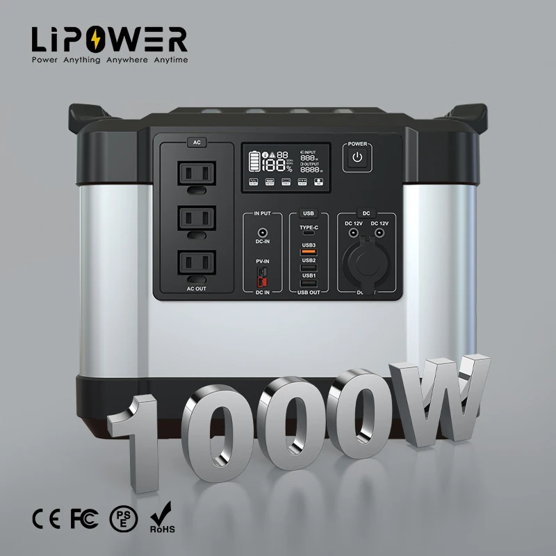 Lipower 1000W LiFePO4 battery G1000L 1120WH portable power supply for travelling hunting emergency