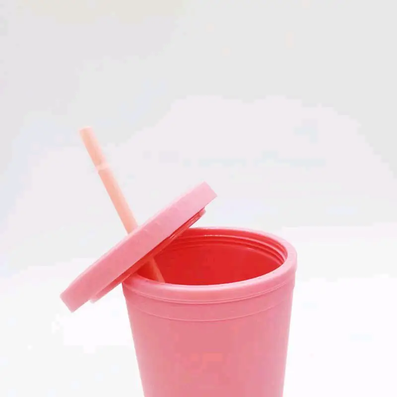 Stocked BPA free reusable plastic Pastel Colored Acrylic Cups with Lids and Straws