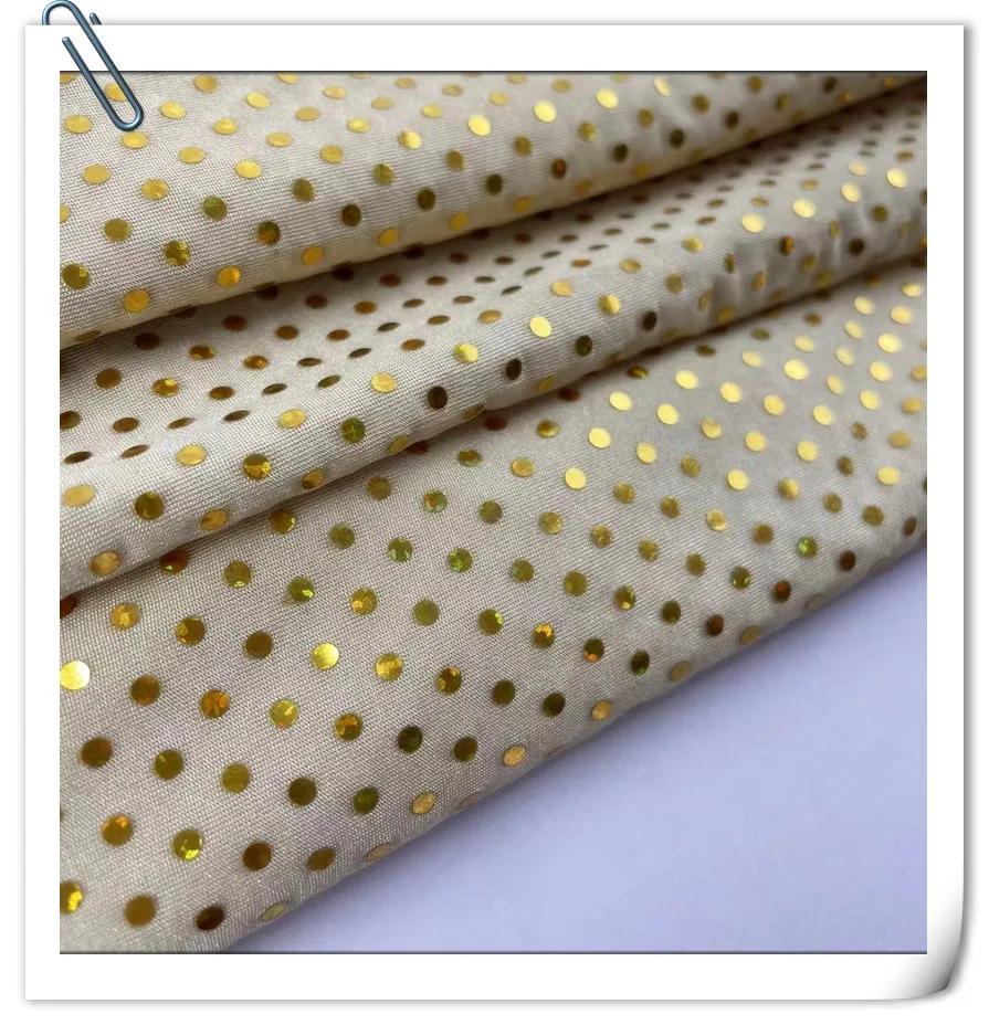 2022 High Quality Spandex Ivory Polyester Knit Hologram Fabric For Women Costume  Party Dress Fabrics