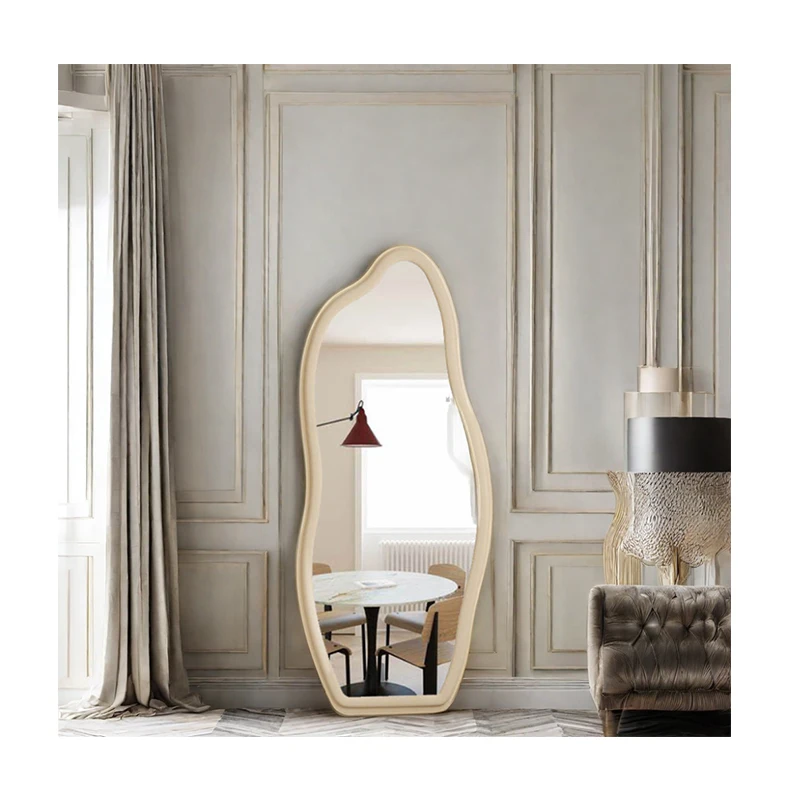 Wholesale Custom unbreakable big Vintage home decor brown wooden large full length long wall mirror miroir espejo spiegel decor