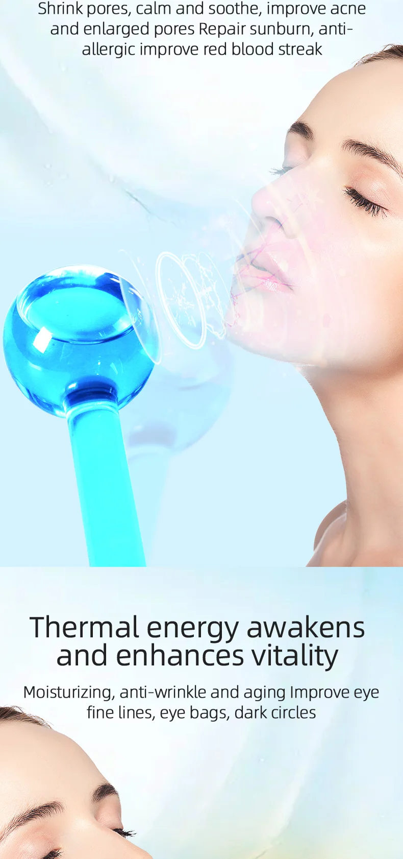 Best Wave Massage Ball Beauty Magic Glitter Summer Cooling Blue Pink Ice Globes for Face