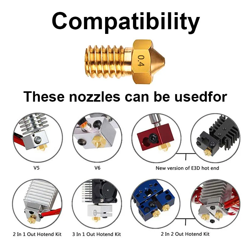 3D printer accessories MK8 Nozzles Extruder Nozzle Extruder Print Head 1.75mm for 3D Printer MK8 brass nozzle