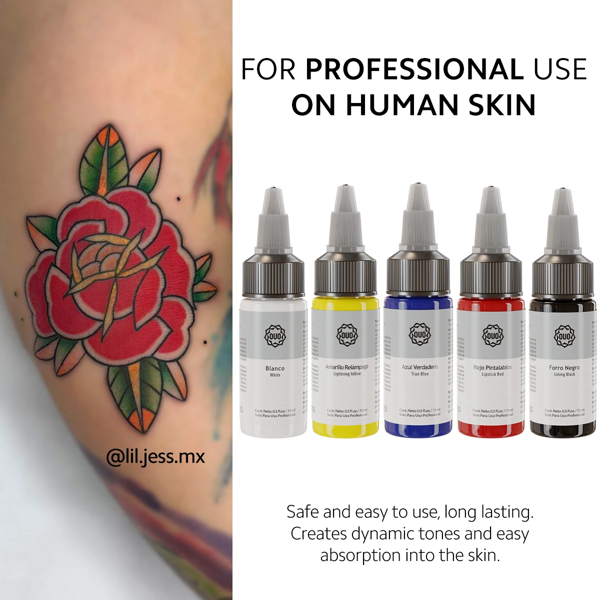 WHOLESALE! OUO tattoo Inks in vibrant TRIPLE BLACK color for shadows and lines, 1OZ