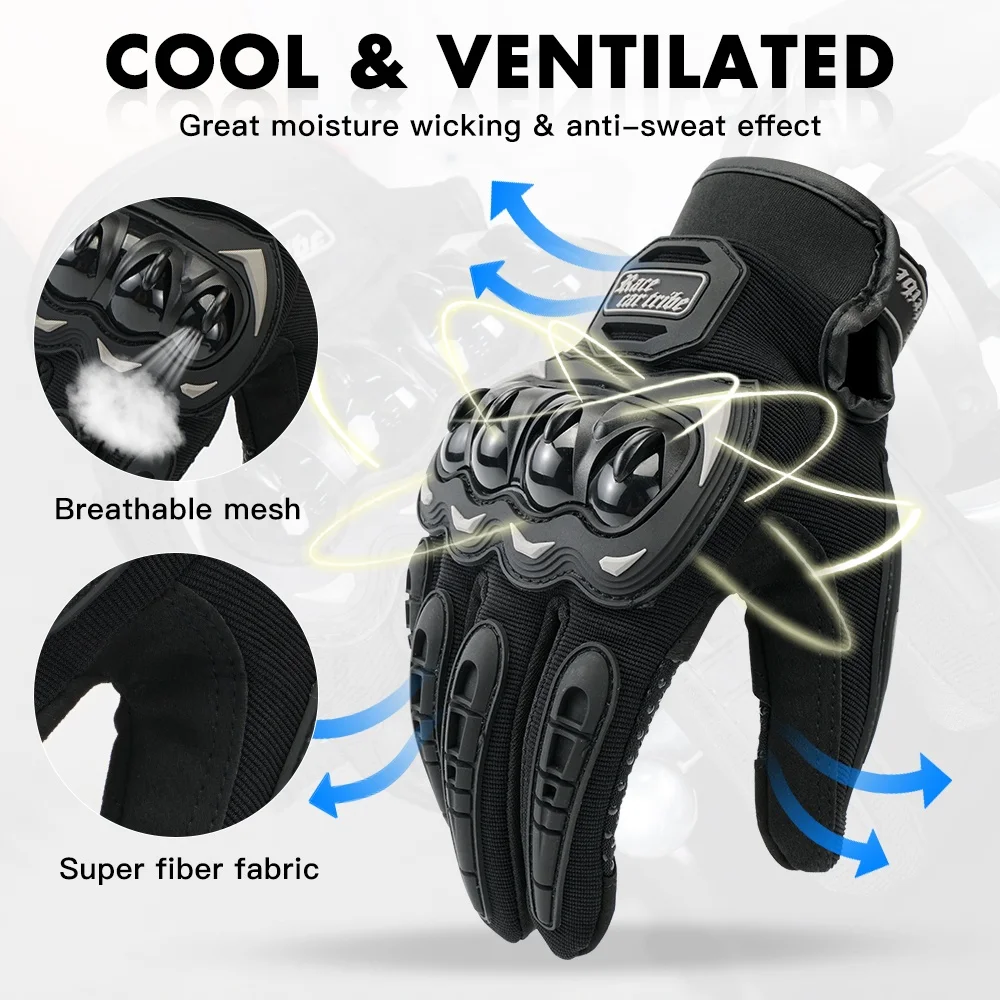 Men Summer Touch Screen Breathable Powered Motorbike Racing Riding Bicycle Protective Gloves Summer Motorcycle Gloves