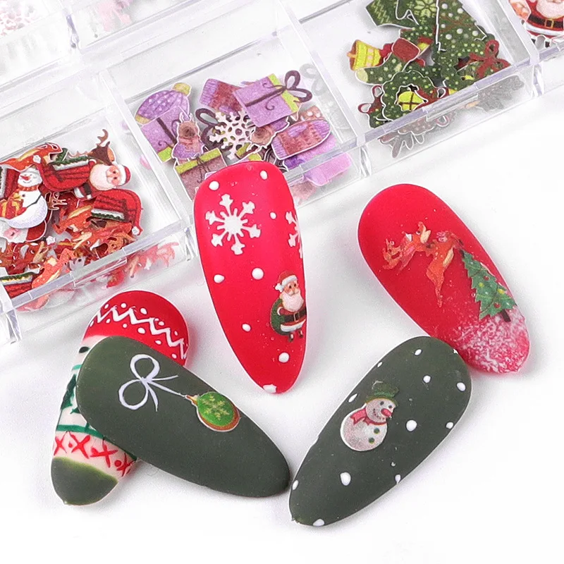 Nail products wholesale Decoration Accessories lovely colorful Multi-design Easy Apply Christmas Nail Sticker for Nail art