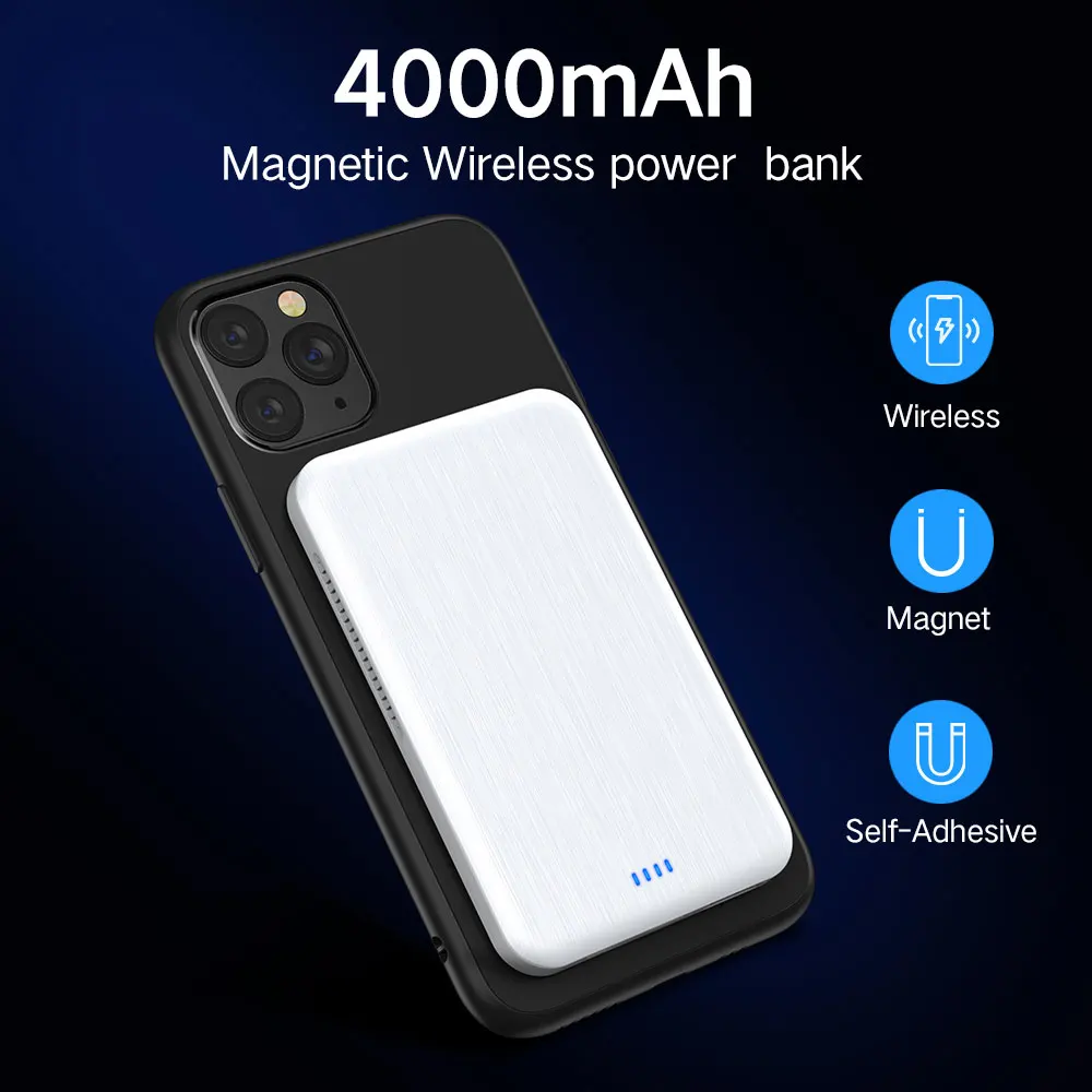 
4000mAh Wireless Magnetic Power Bank 5W 10W portable powerbank wireless power banks 