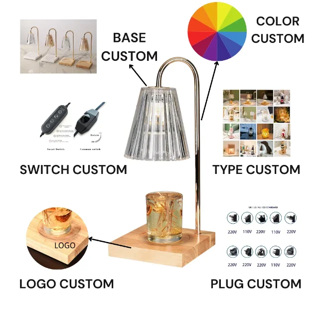 Smokeless wooden electronic fragrance candle wax warmer lamp with timer Adjustable Wax melting lamp Dimmable candle warmer