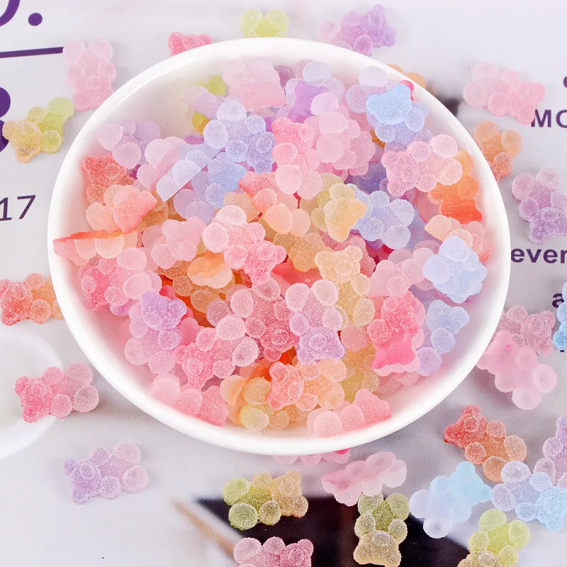 2021 Новый каваи 3d моделирование смолы Gummy медведя 6 видов цветов милые плоское дно художественное оформление ногтей прелести
