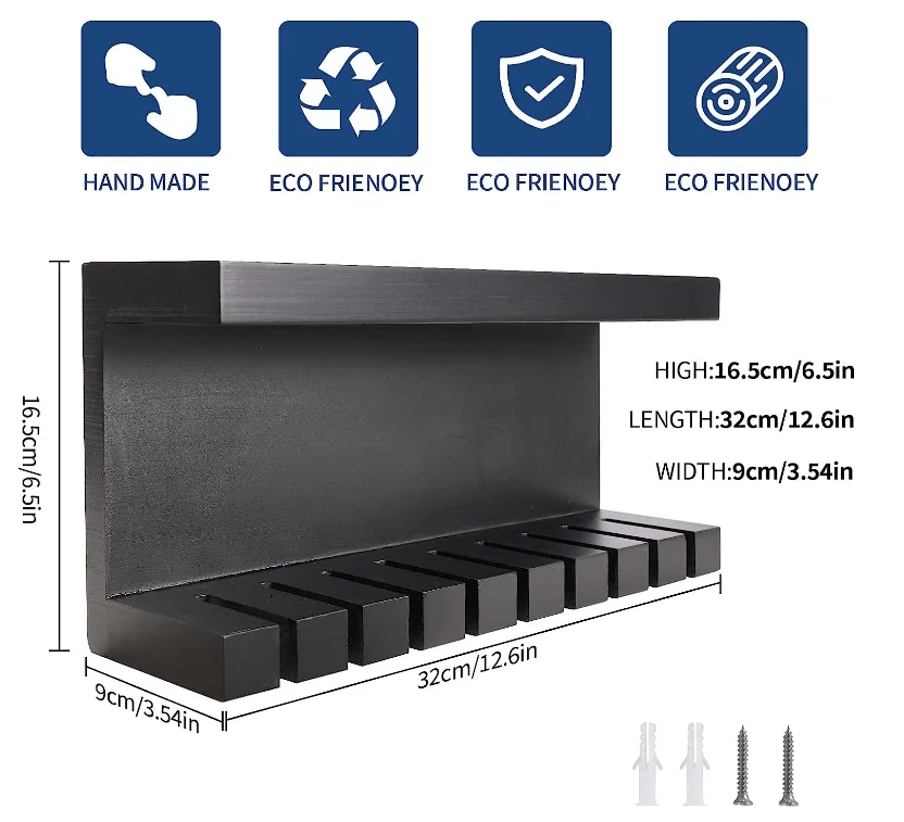 2024 Double Shelving Platform Universal Holder Closet Rack Men Women Black Wood Belt Wall Mounts Organizer Wooden Belt Storage Hanger