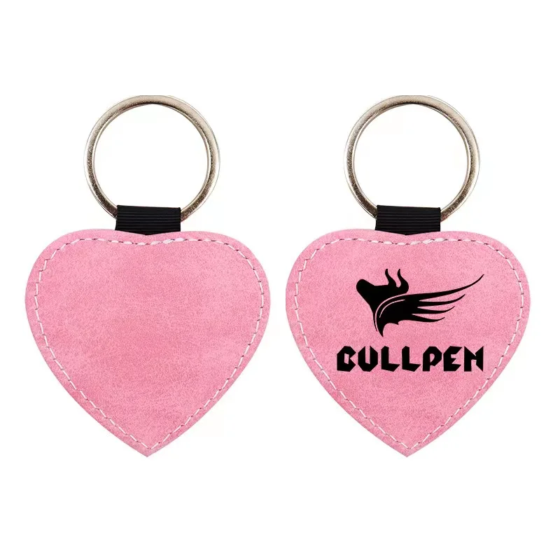Wholesale PU Sublimation Heart Keychain Blank Custom Logo Double Side Printing Sublimation Leather Keychains