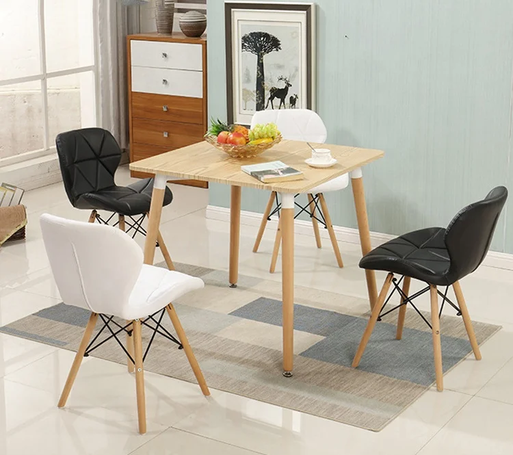 dining table set black white square table modern simple design mdf top dining tables