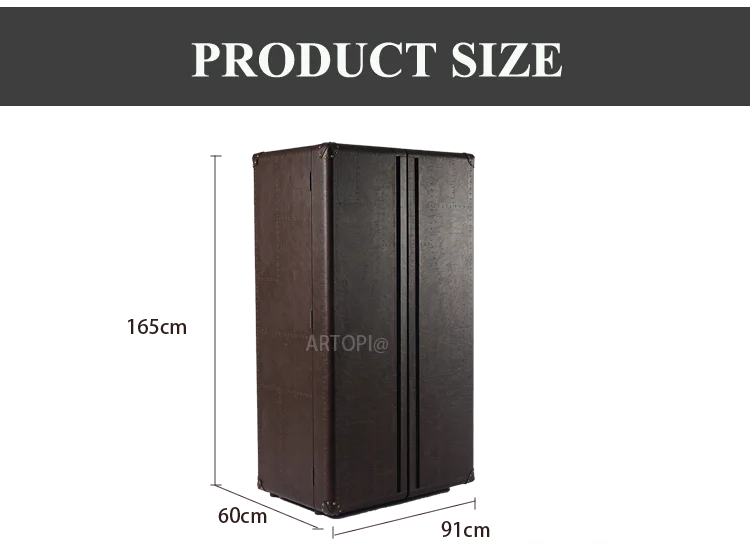 Wholesale retro vintage luxury office living room PU whisky wine drink storage cabinet