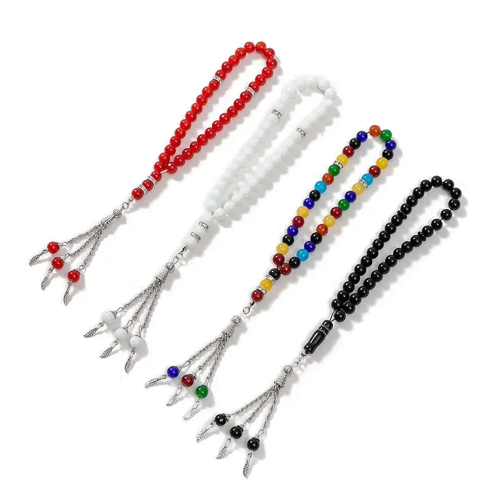 2023 New Design Manufacturer Cheaper Mixed Colors Religious Muslim Imitation Pearl Rosary Necklace