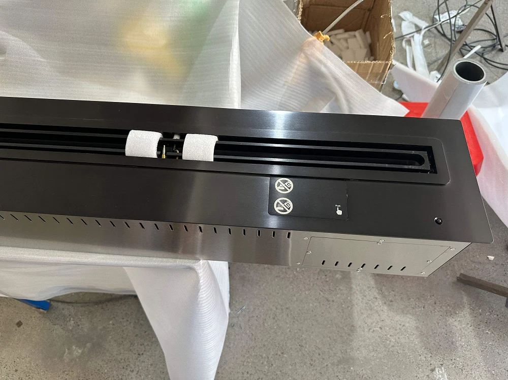 Inno-living Fire ventless fireplace 200cm black silver google alexa   ethanol fireplace burner