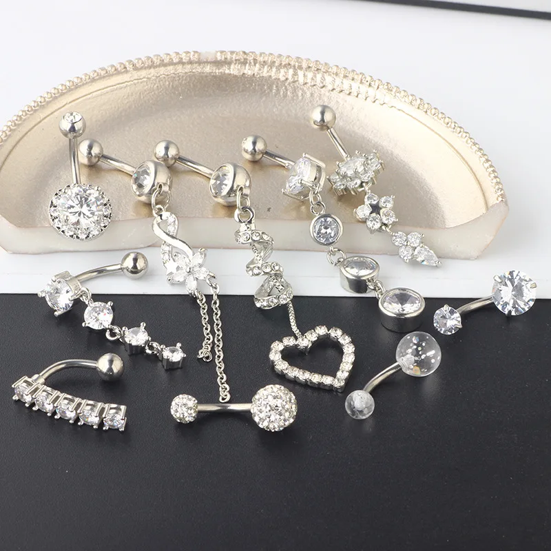 Wholesale navel button ringS medical surgery stainless steel circular barbell internal thread high quality piercing navel ring