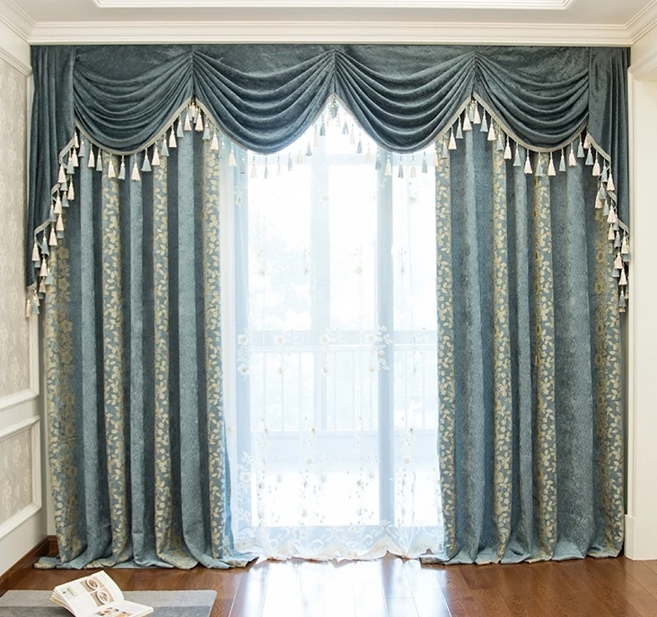 chenille jacquard bedroom valance curtain european solid blackout curtain
