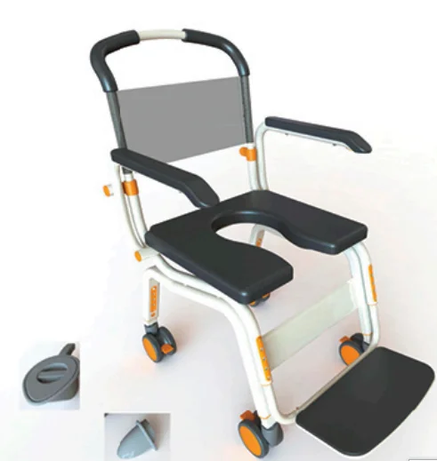 bath portable old people wide seat back folding sliding shower toilet commode chair with armrest footrest