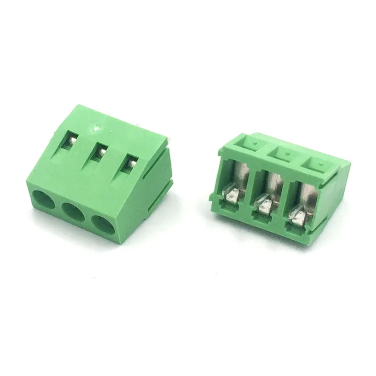 Gold Plated 7.50mm Pitch 3P Screw Type Brass Terminal Block Green Wire Connector for PCB Application