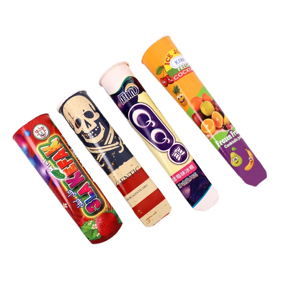 135ML Popsicle tubes ice cream cone cups aluminum foil lid calippo paper cup tube