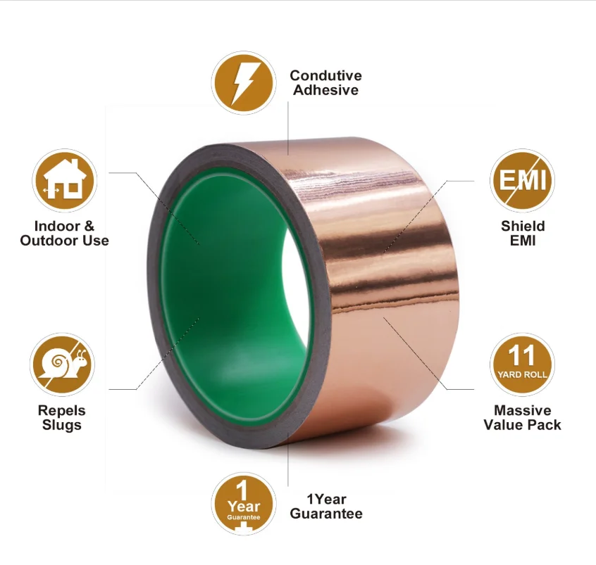 
Copper Foil Tape (2inch*164FT) with Conductive Adhesive for EMI Shielding Slug Repellent Crafts Electrical Repairs Grounding 