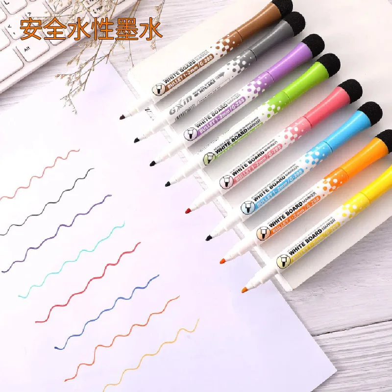Magnetic Easy Erasable Dry Erase Markers Pen with Eraser Promotional Whiteboard Marker Can Customized Logo