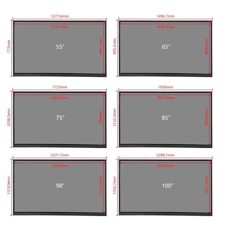 55 65 75 85 86 100 110 Inch Interactive Flat Panel 4K Lcd Touch Screen Digital Interactive Smart Boards For Schools Teaching