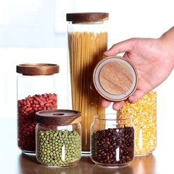 Factory Direct Sales Custom Transparent High Borosilicate Glass Sealed Jar Storage Tea Bamboo Lid With Glass Jar