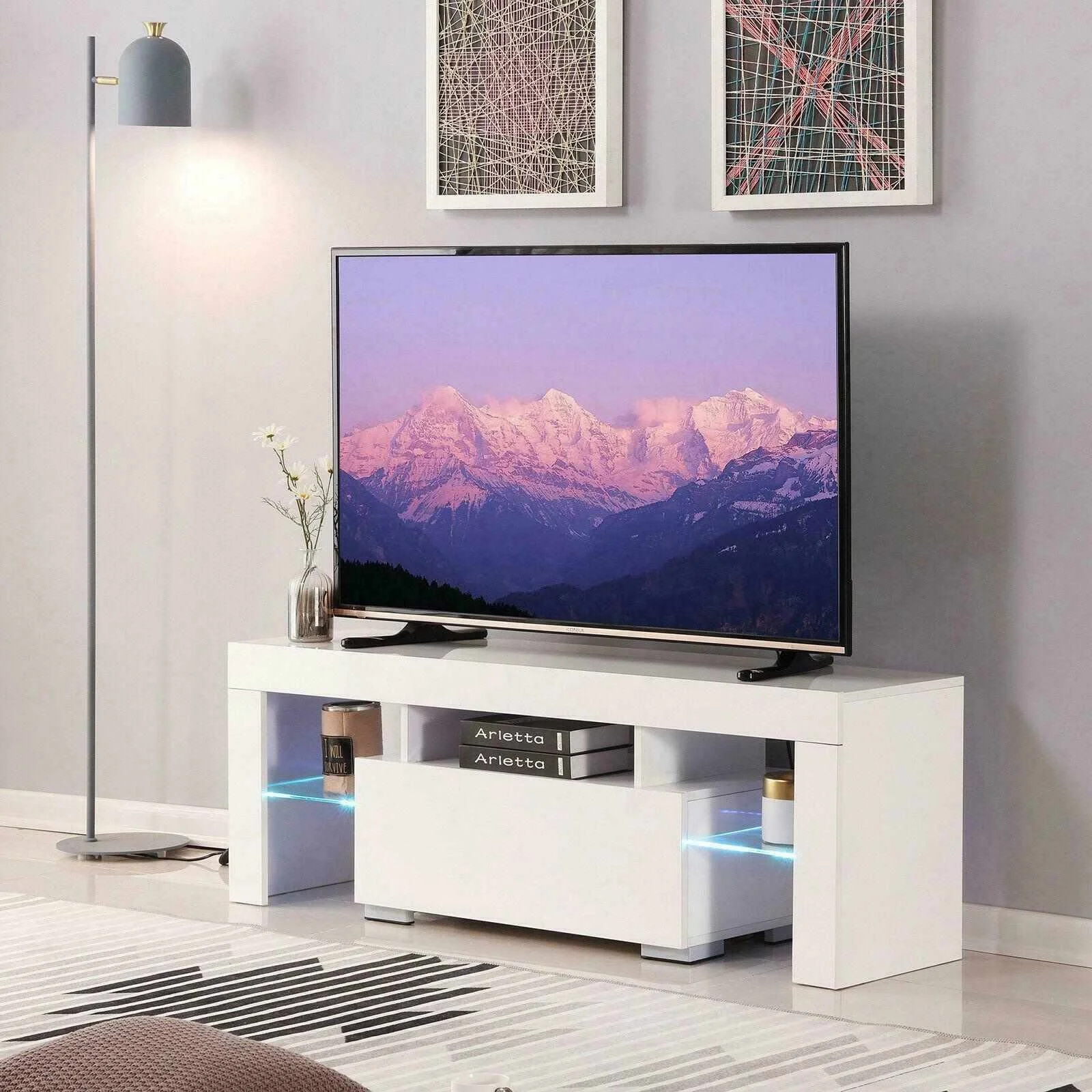 Modern Glass TV Stands Home Furniture Rattan Cabinet Luxury Storage Floor Cabinet Living Room Sets
